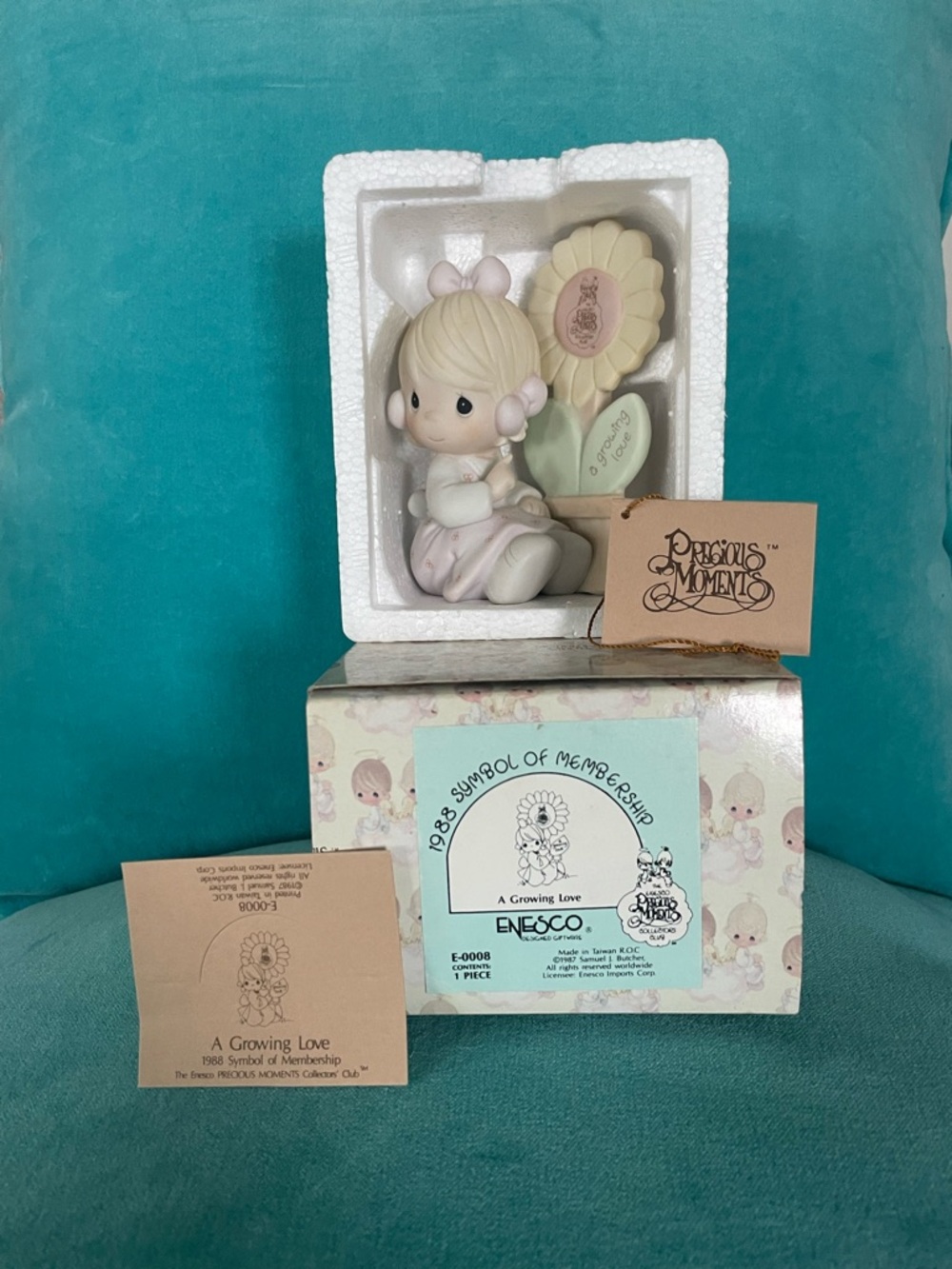 Precious Moments Figurine in Cream and Pink - 'A Growing Love'